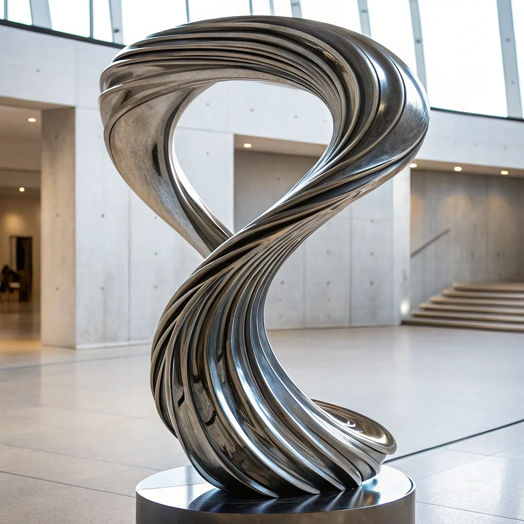 A modern abstract sculpture with flowing lines